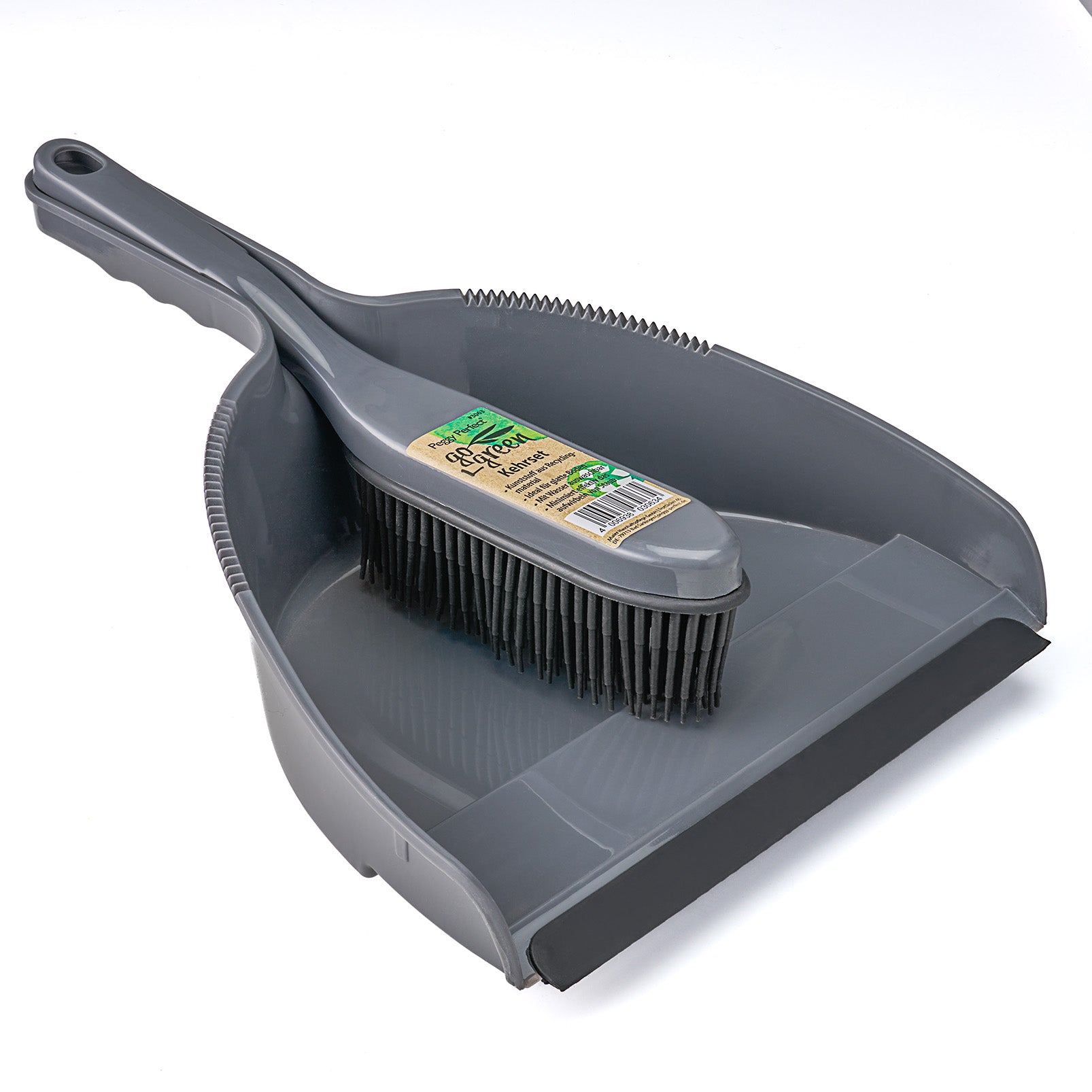 Gummibesen Kehrgarnitur grau - recycelt, ideal für Haare & Tierhaare