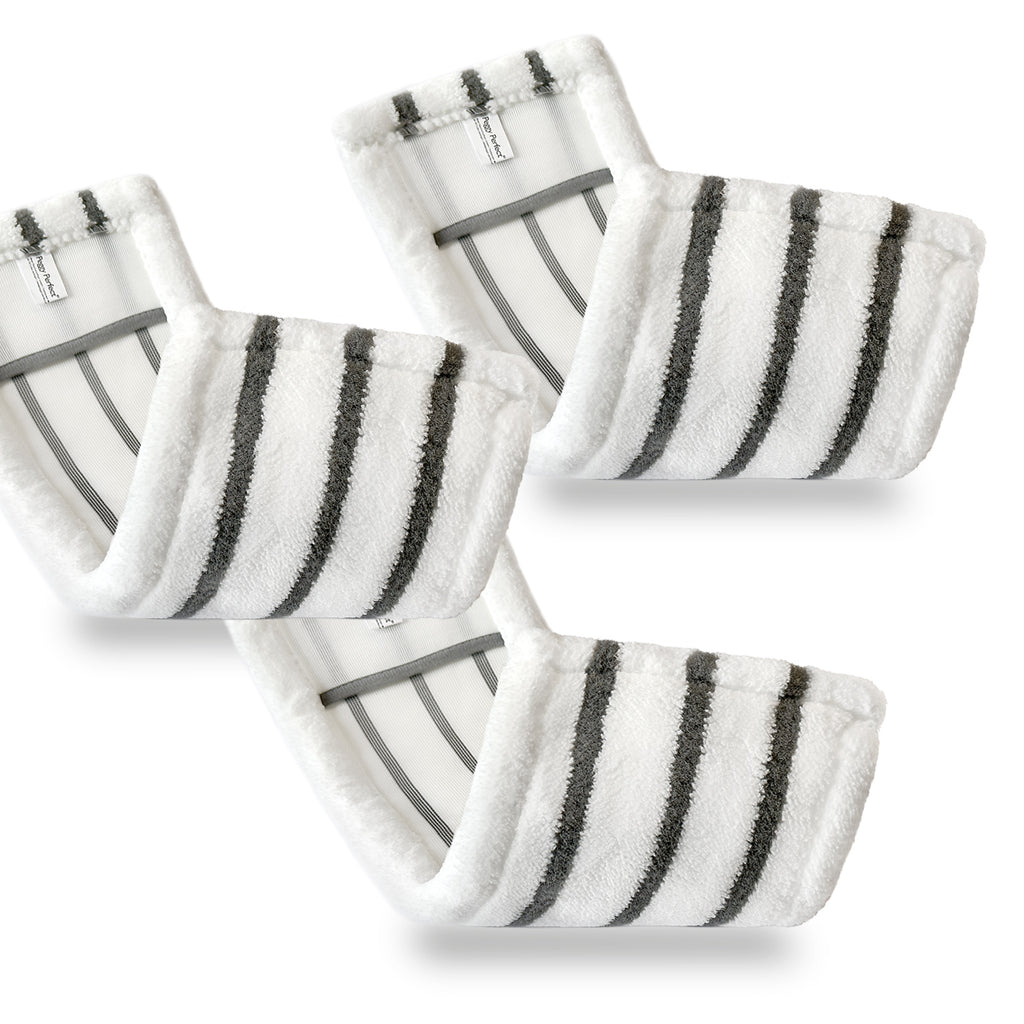 Peggy Perfect 3er Set – waschbarer Wischmopp Microfaser Ersatzbezug mit einer Größe von 47,5x17,5cm, geeignet für ca. 42x11,5cm große Bodenplatten. Ausgestattet mit Microfaser Power Lines.