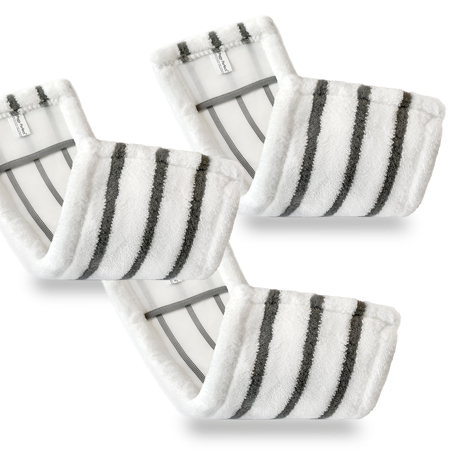 Peggy Perfect 3er Set – waschbarer Wischmopp Microfaser Ersatzbezug mit einer Größe von 47,5x17,5cm, geeignet für ca. 42x11,5cm große Bodenplatten. Ausgestattet mit Microfaser Power Lines.
