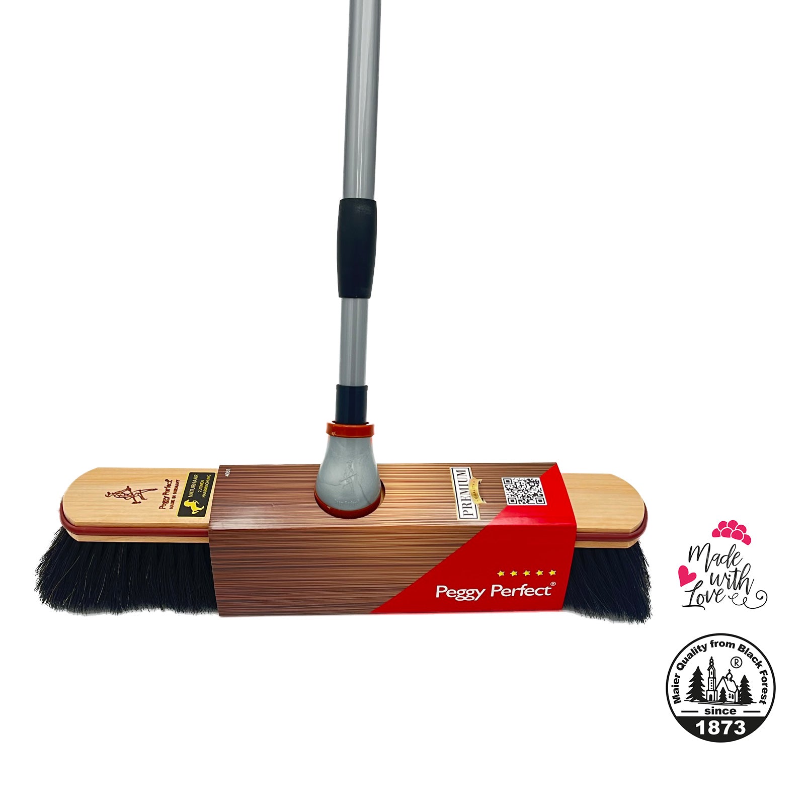 Stubenbesen Zimmer- Laminat- Parkett-Besen Rosshaar mit Teleskopstiel