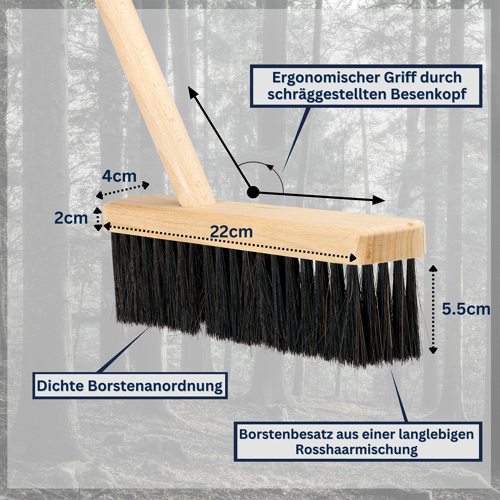 Stehkehrgarnitur Faule Grete aus Holz Buchenholz Stahlblechschaufel Kehrgarnitur