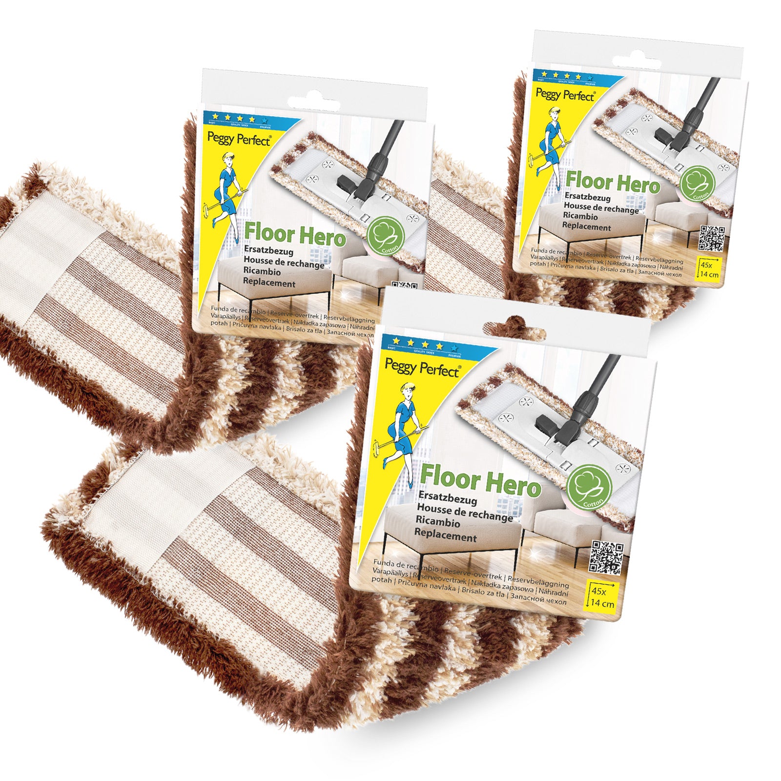 3x Wischmopp Bodenreiniger Bodenwischer Ersatzbezug Floor Hero Parkett Laminat