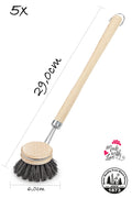 5er Set Rosshaarspülbürsten Holzspülbürsten mit Naturhaar u. langem Griff 29cm