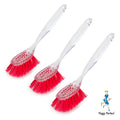 3 x Spülbürste Reinigungsbürste Bürste Transparent oval rote Borste Design