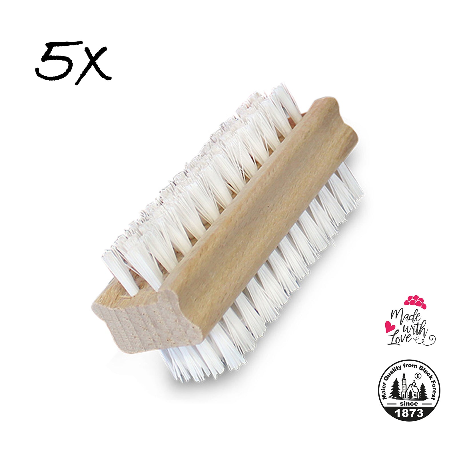 5x Nagelbürste Handbürste Handwaschbürste Holz Buchenholz langlebig