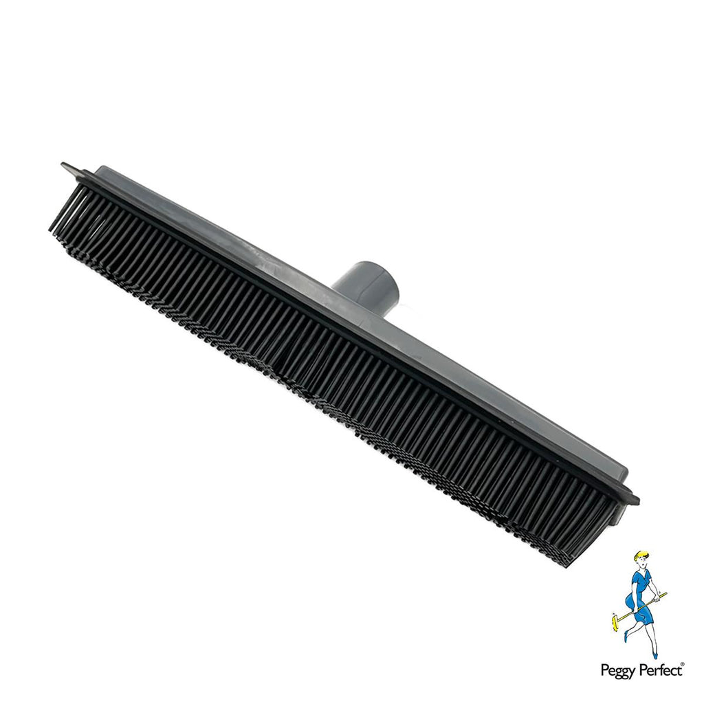 Gummibesen Rubber Broom Set mit Teleskopbesen & Kehrgarnitur grau Haarreinigung