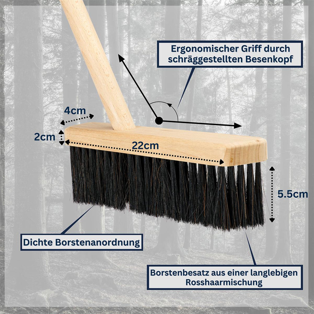 Stehkehrgarnitur Faule Grete aus Holz Buchenholz Stahlblechschaufel Kehrgarnitur
