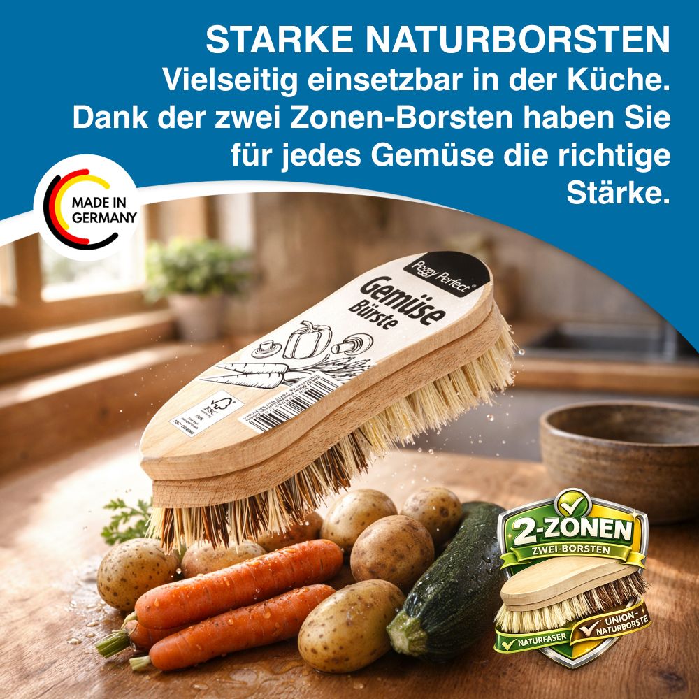 Gemüsebürste Kartoffel- Obst- Küchenbürste Holz Naturbürste Fiber & Unionborsten