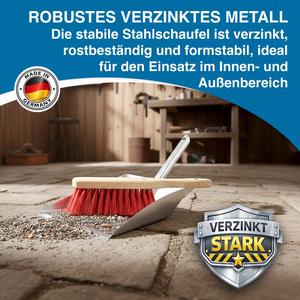 Kehrset Kehrgarnitur Besen und Schaufel Elastonborsten rot Industrie-& Gartenset