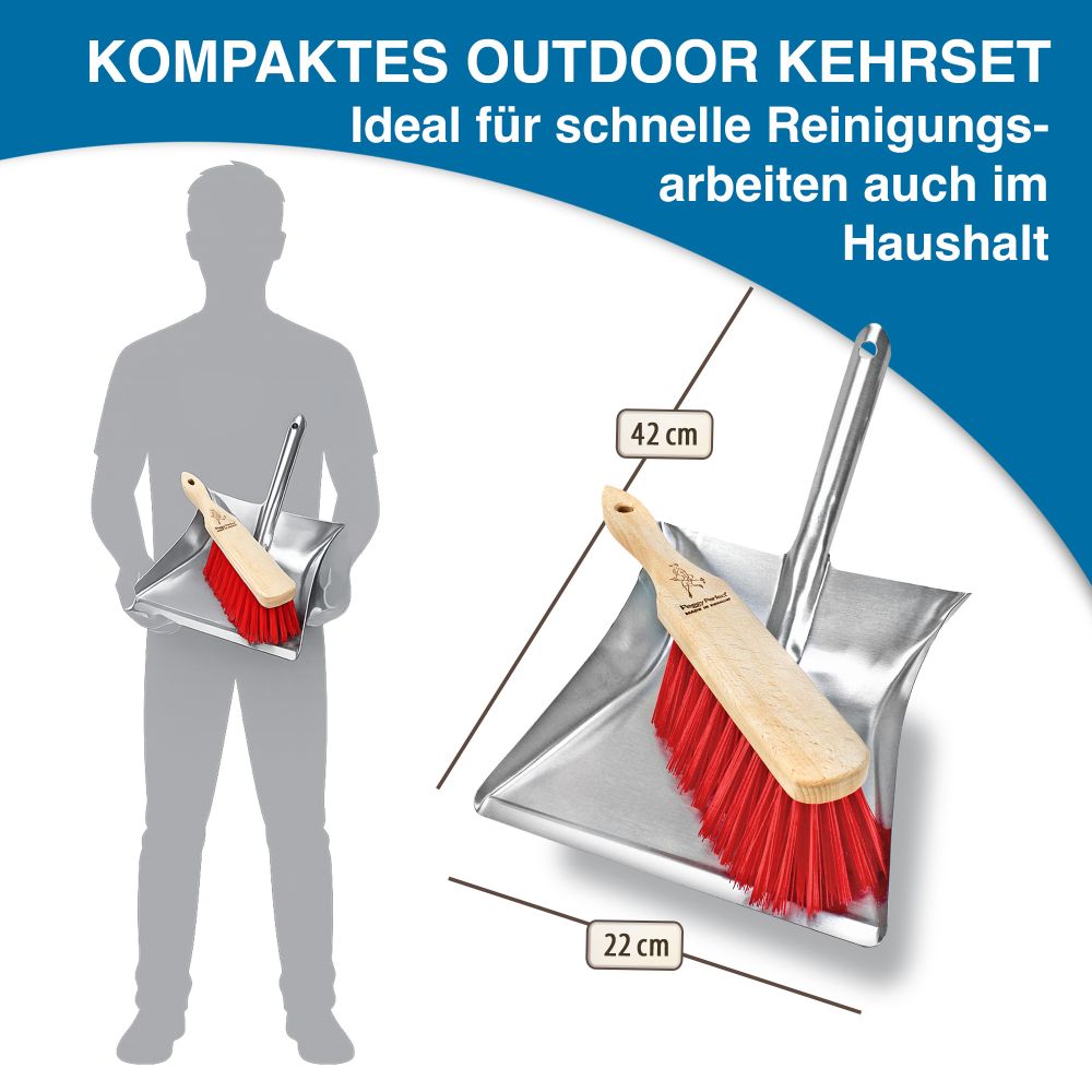 Kehrset Kehrgarnitur Besen und Schaufel Elastonborsten rot Industrie-& Gartenset