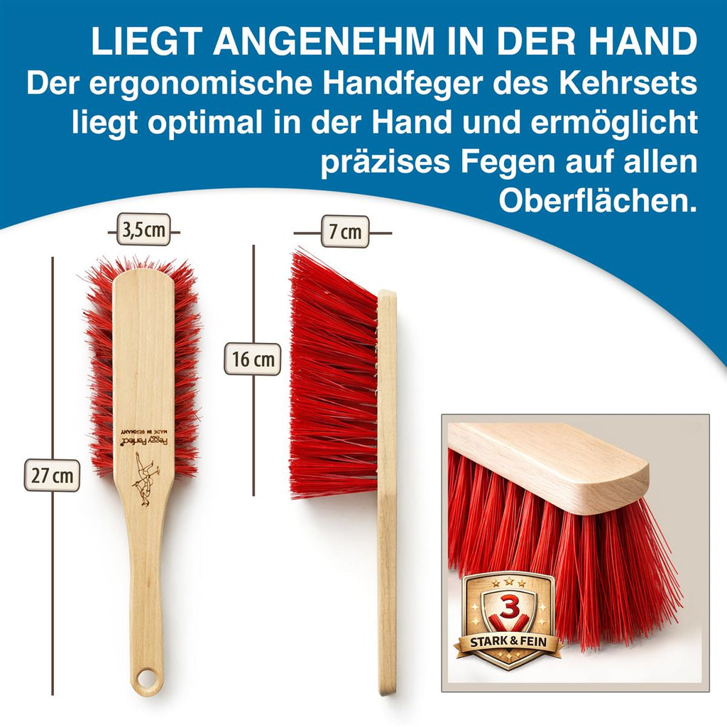 Kehrset Kehrgarnitur Besen und Schaufel Elastonborsten rot Industrie-& Gartenset