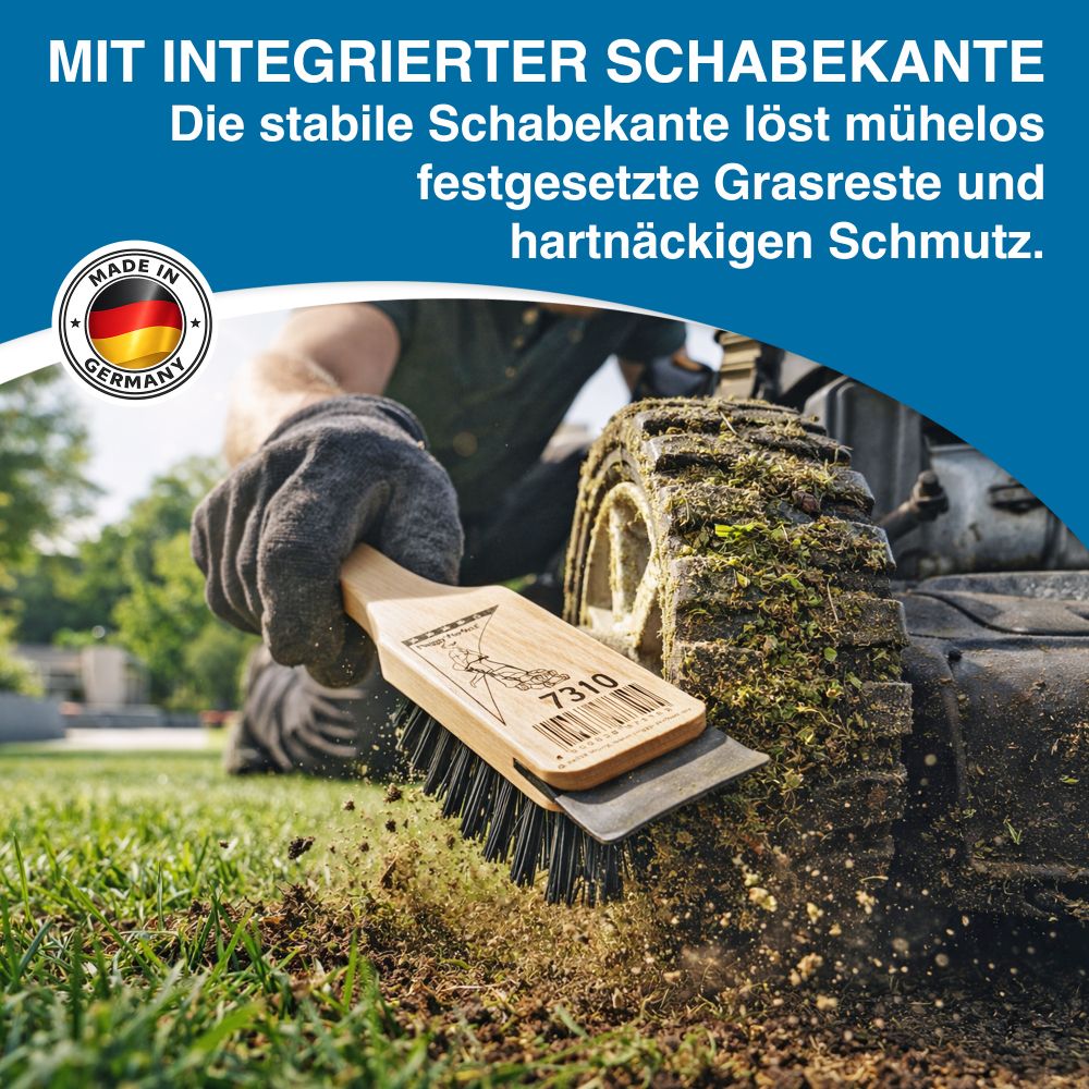 Rasenmäher Reinigungsbürste Bürste Holz mit Kratzer Profi Reinigung Natur
