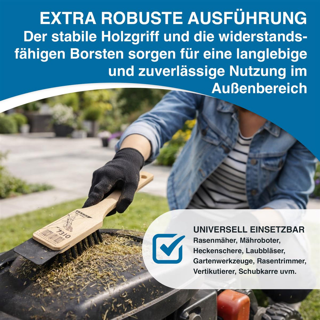 Rasenmäher Reinigungsbürste Bürste Holz mit Kratzer Profi Reinigung Natur