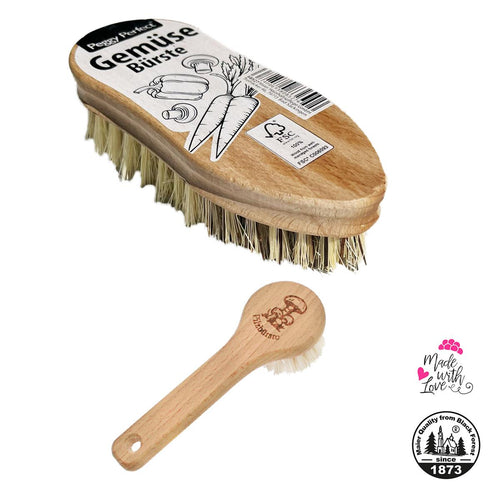 Gemüsebürste & Pilzbürste mit Naturborsten aus zertifiziertem Holz im Set
