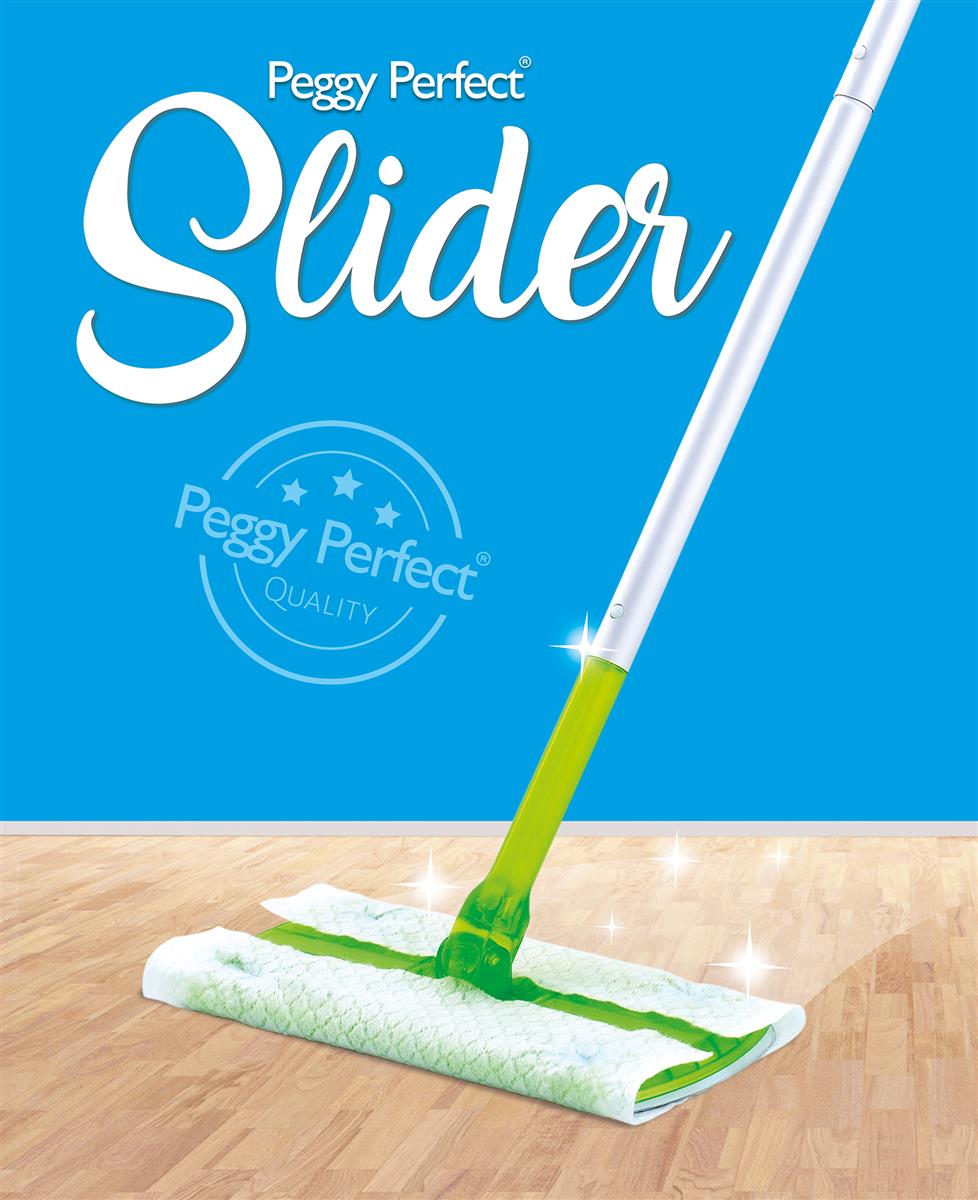 Bodenwischer Staubmagnet Slider Starter Set mit Stiel Bodenwischplatte 26 Tücher