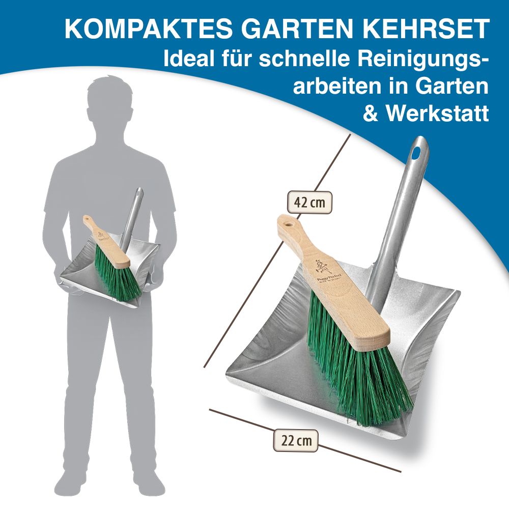 Kehrset Kehrgarnitur Besen und Schaufel Elastonborsten grün Industrie-&Gartenset