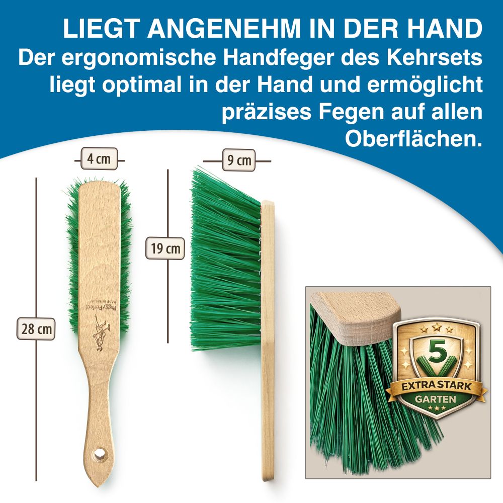 Kehrset Kehrgarnitur Besen und Schaufel Elastonborsten grün Industrie-&Gartenset