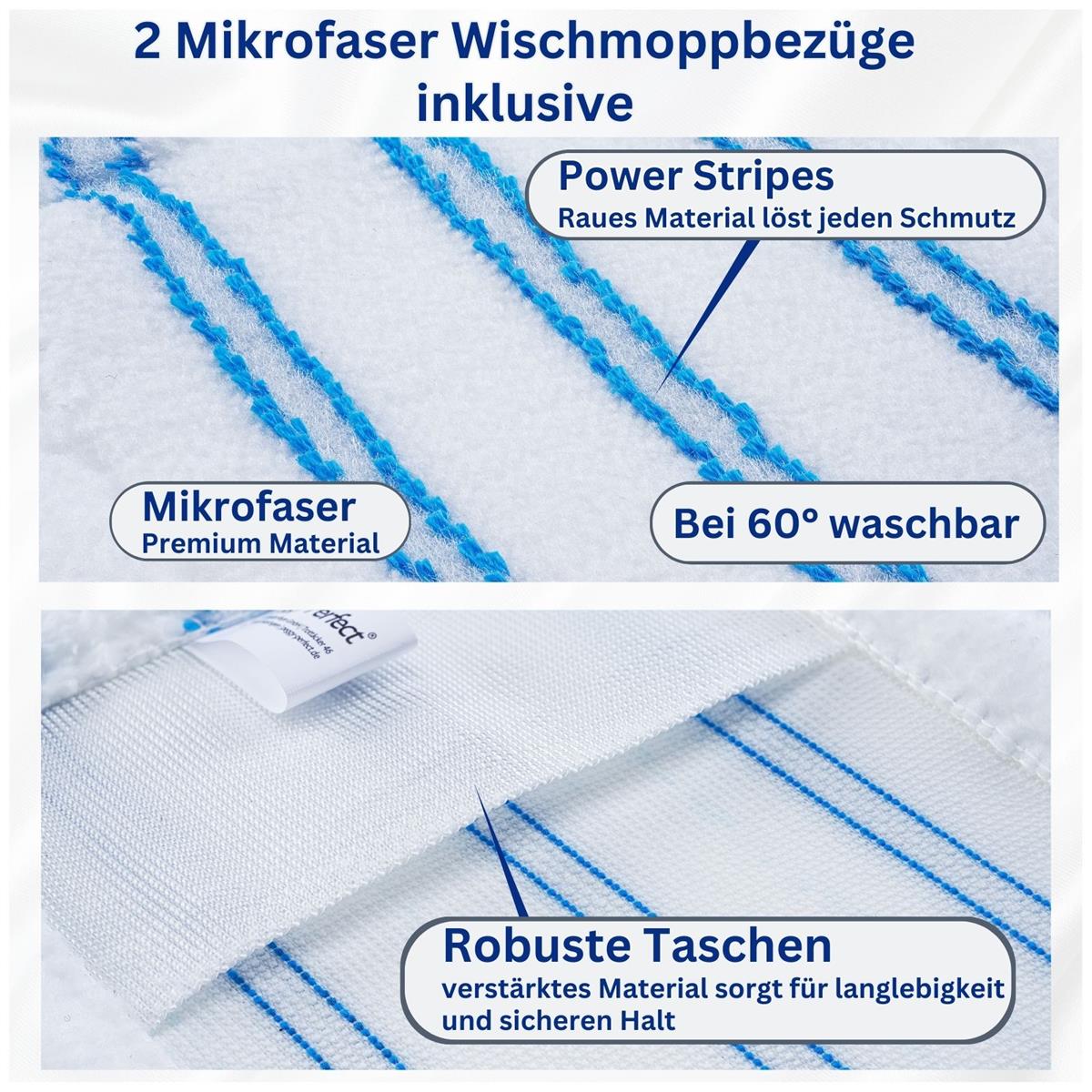 Wischmopp Bodenreiniger Bodenwischer +2 Bezüge Mikrofaser Mopp + Teleskopstiel