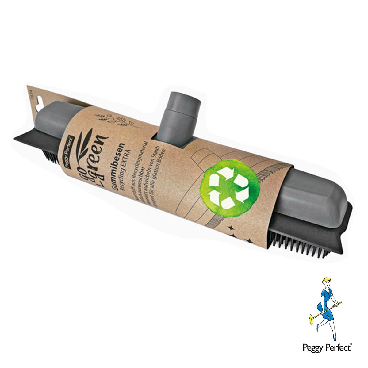Gummibesen Rubber Broom Gummiborste 34cm Stiel 74-130cm Haarreinigung Profi Grau