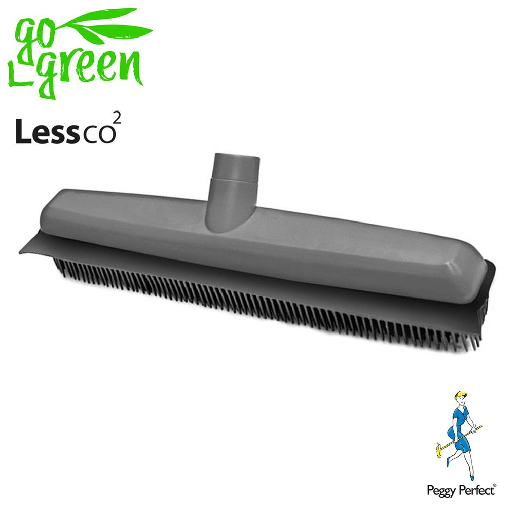 Gummibesen Rubber Broom Gummiborste 34cm Stiel 74-130cm Haarreinigung Profi Grau