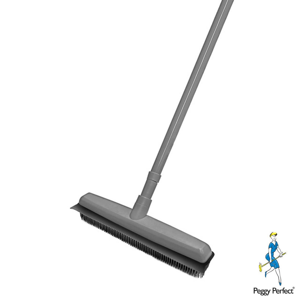 Gummibesen Rubber Broom Gummiborste 34cm Stiel 74-130cm Haarreinigung Profi Grau