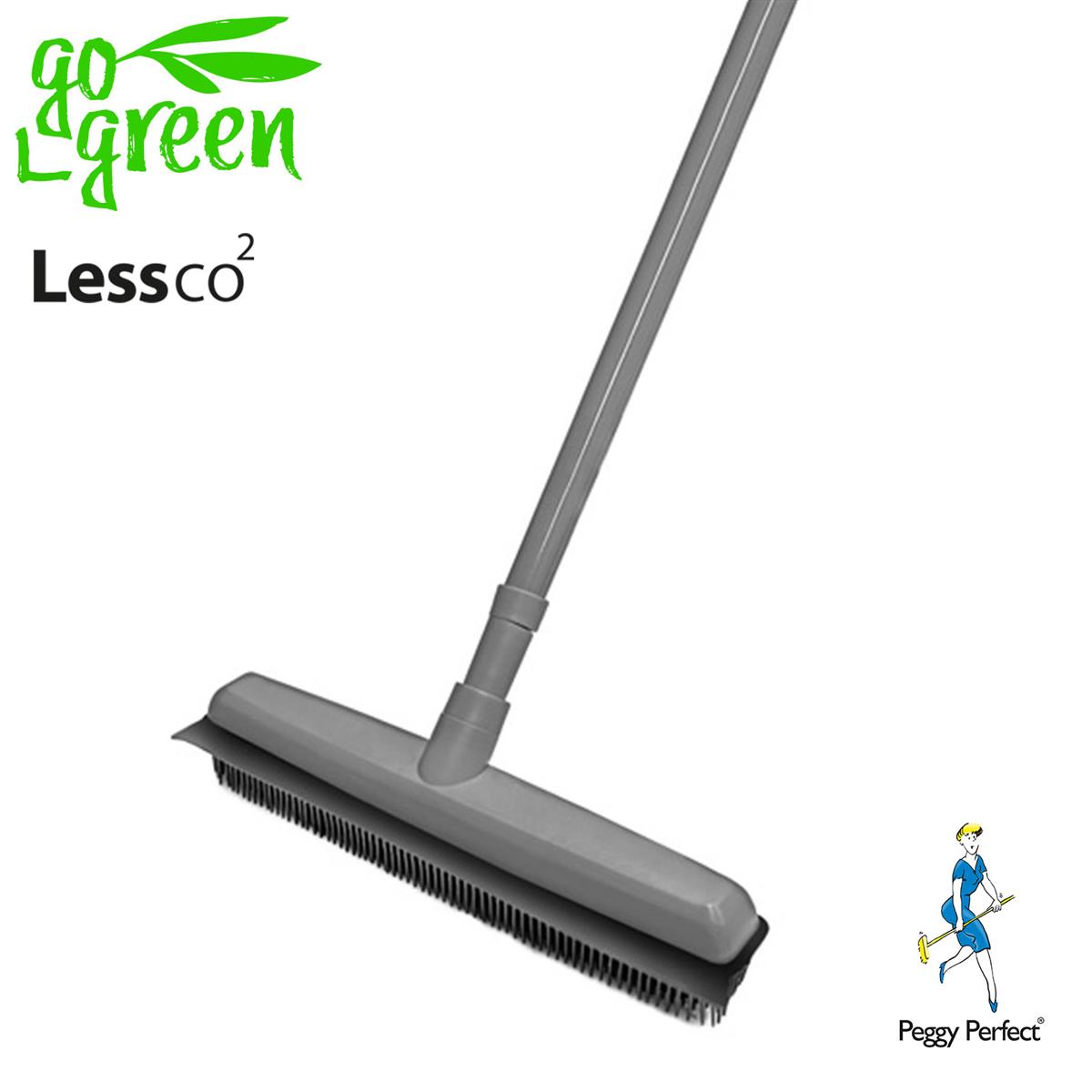 Gummibesen Rubber Broom Gummiborste 34cm Stiel 74-130cm Haarreinigung Profi Grau