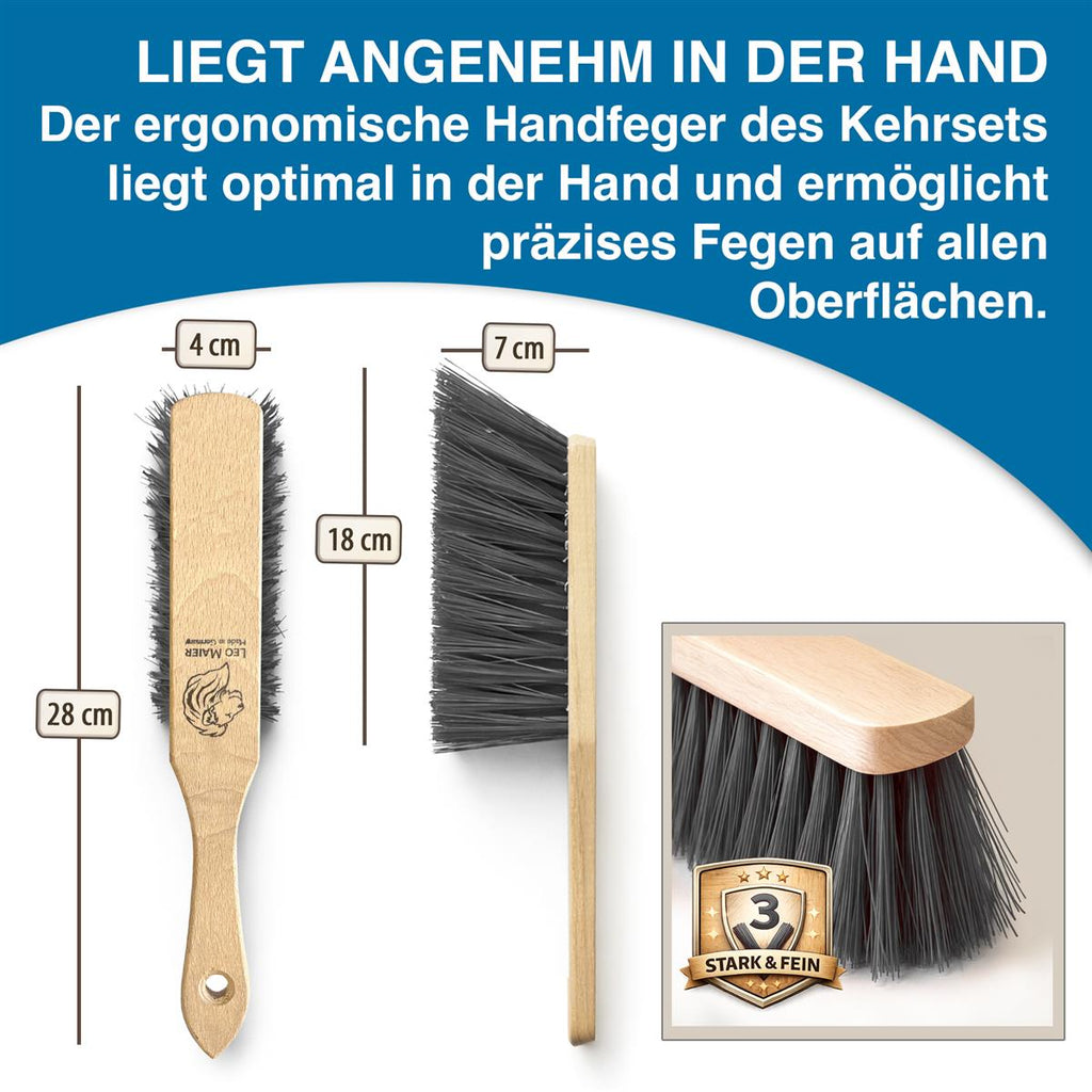 Kehrgarnitur Kehrset Besen und Schaufel PET - Borsten schwarz Leo Maier