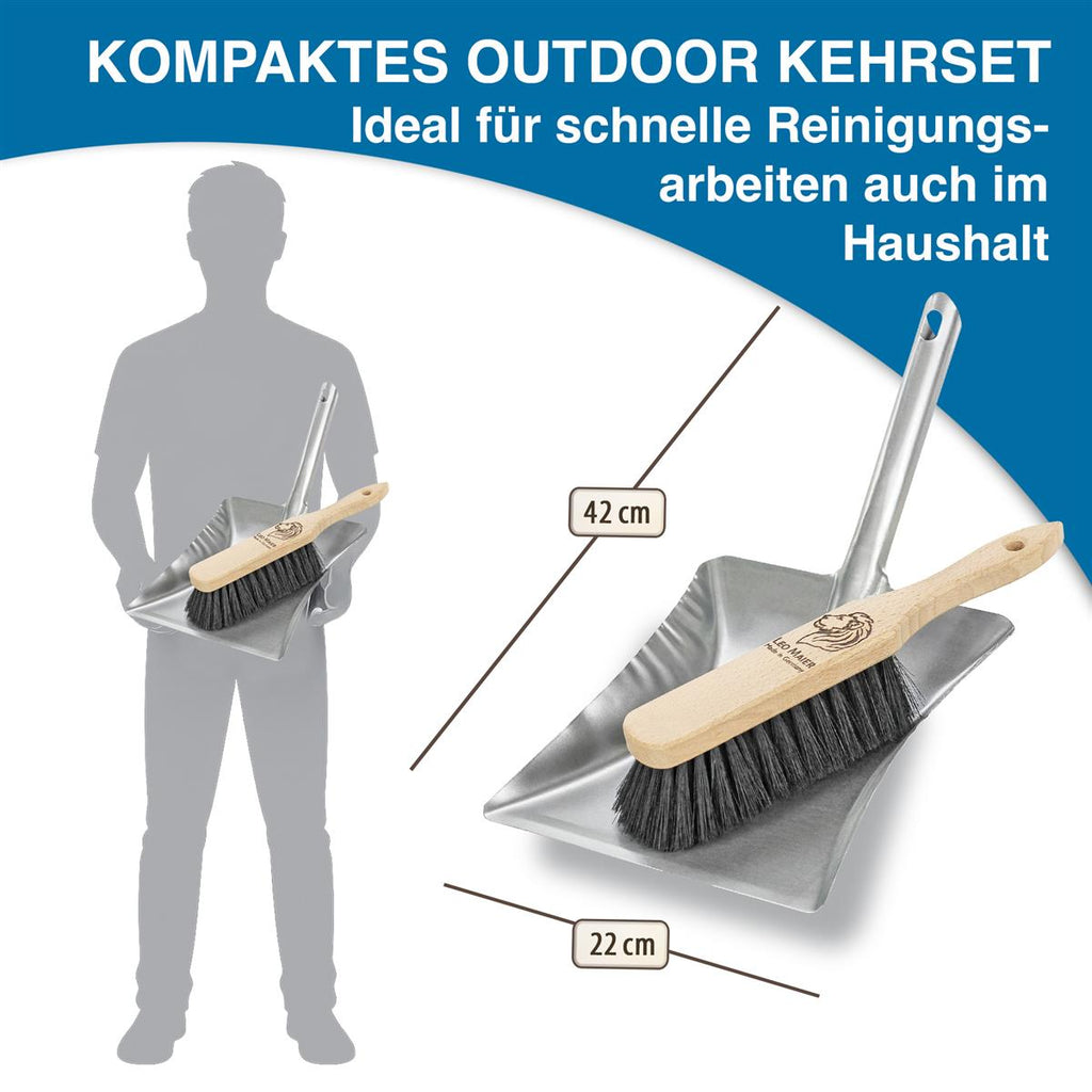 Kehrgarnitur Kehrset Besen und Schaufel PET - Borsten schwarz Leo Maier