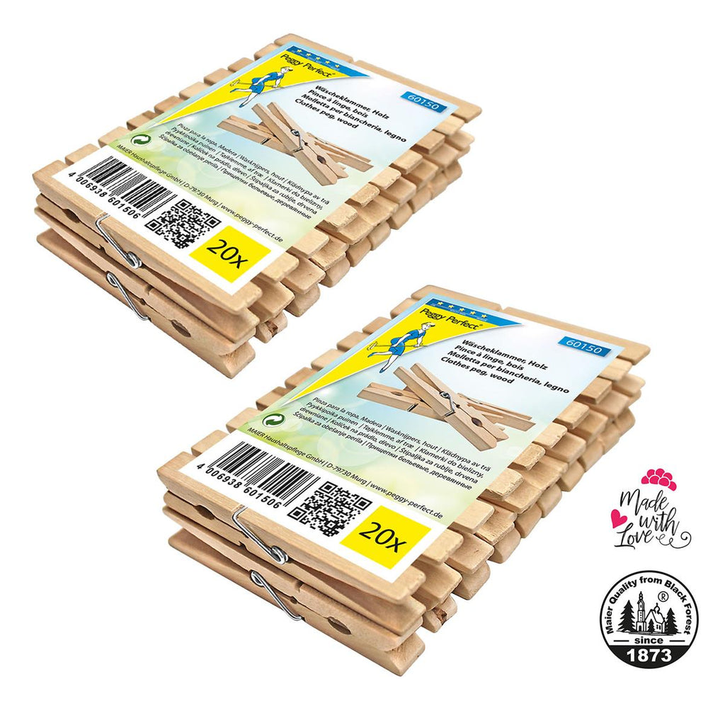 Holzwäscheklammern Wäscheklammer aus Holz 40 Stück 10cm lang Birkenholz