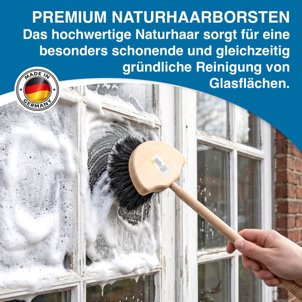 Fensterwascher Halbmond mit Rosshaar - Fensterbürste Fensterreinigung