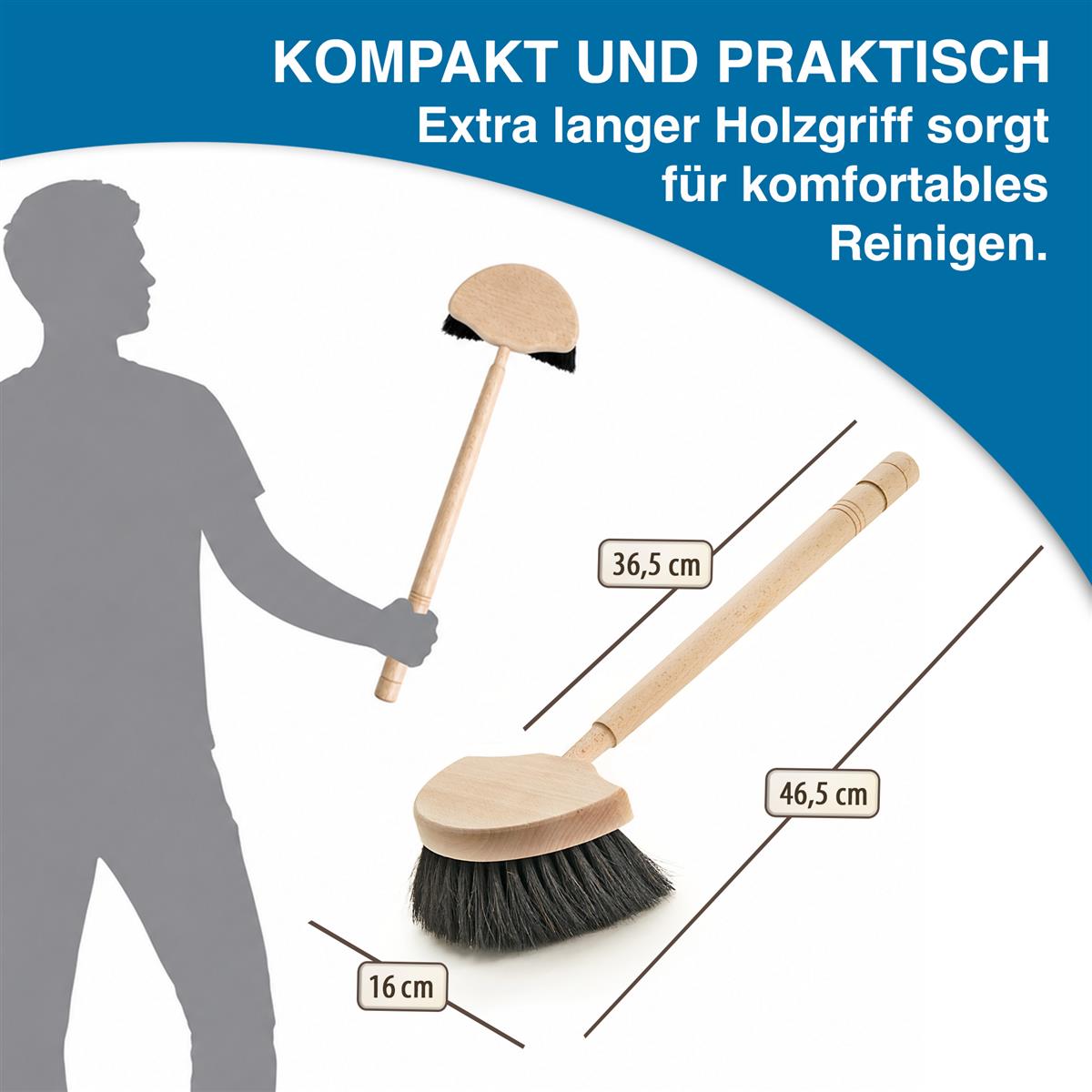 Fensterwascher Halbmond mit Rosshaar - Fensterbürste Fensterreinigung