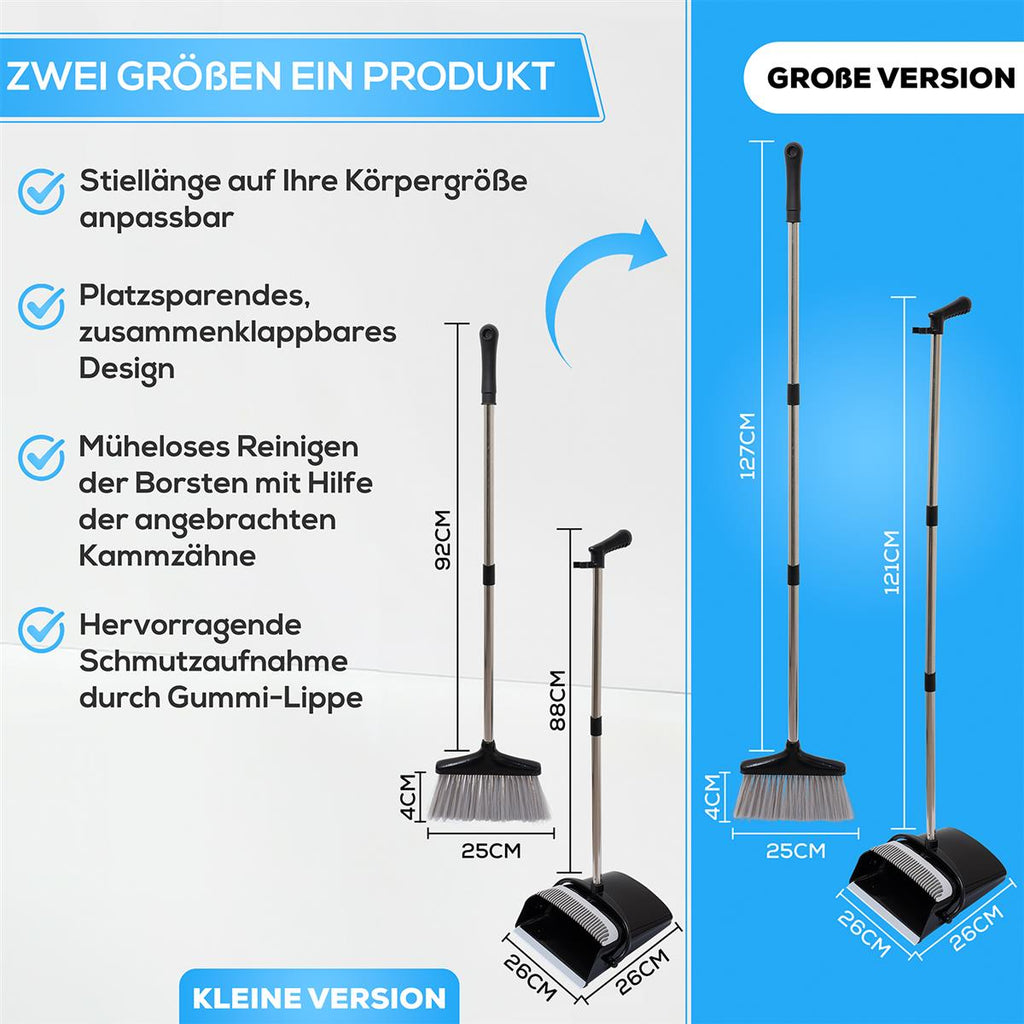 Stehkehrgarnitur Langstielkehrgarnitur Besen u. Kehrschaufel. 2 Größen 1 Produkt