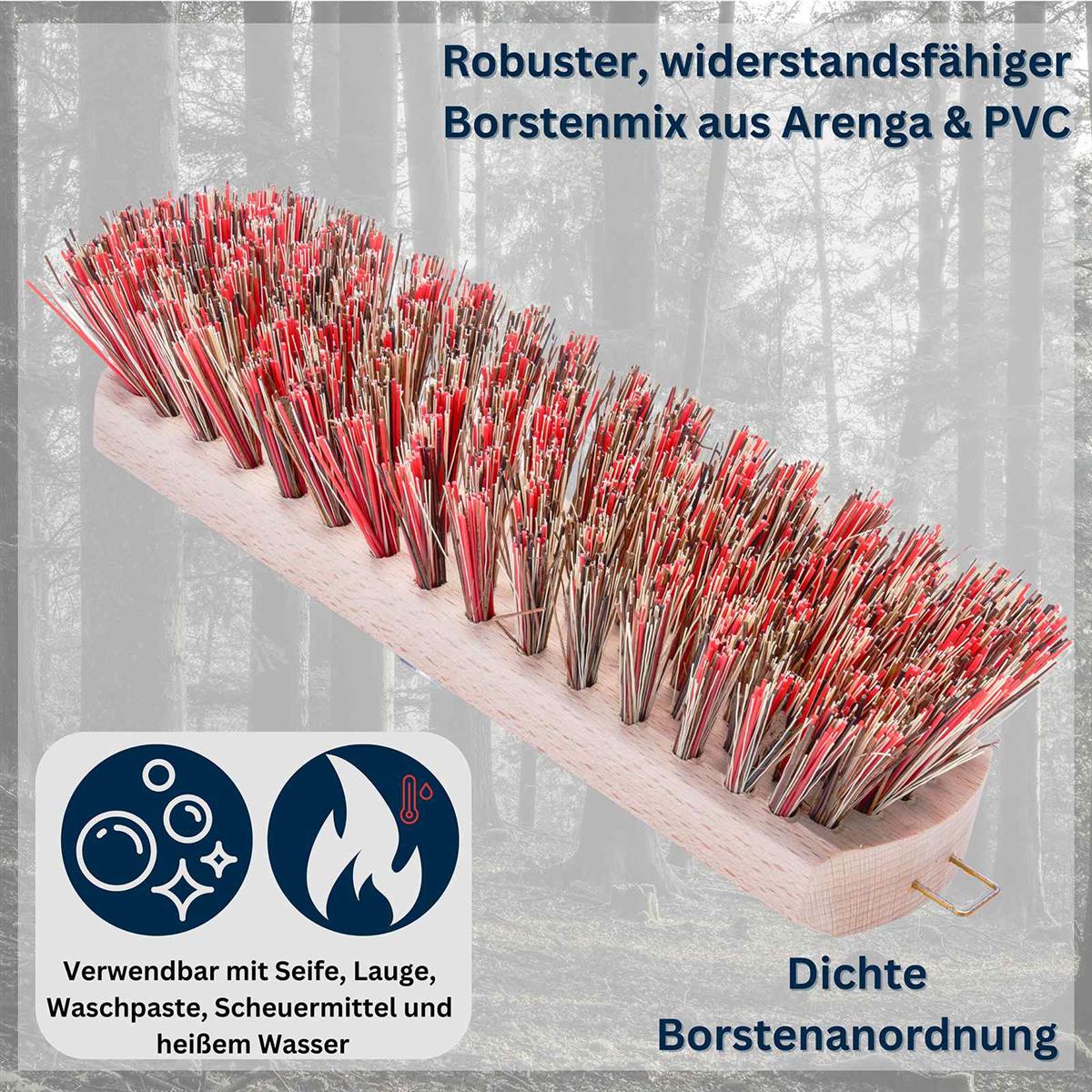 Schrubber aus Buchenholz mit widerstandsfähigem Borstenmix aus Arenga & PVC