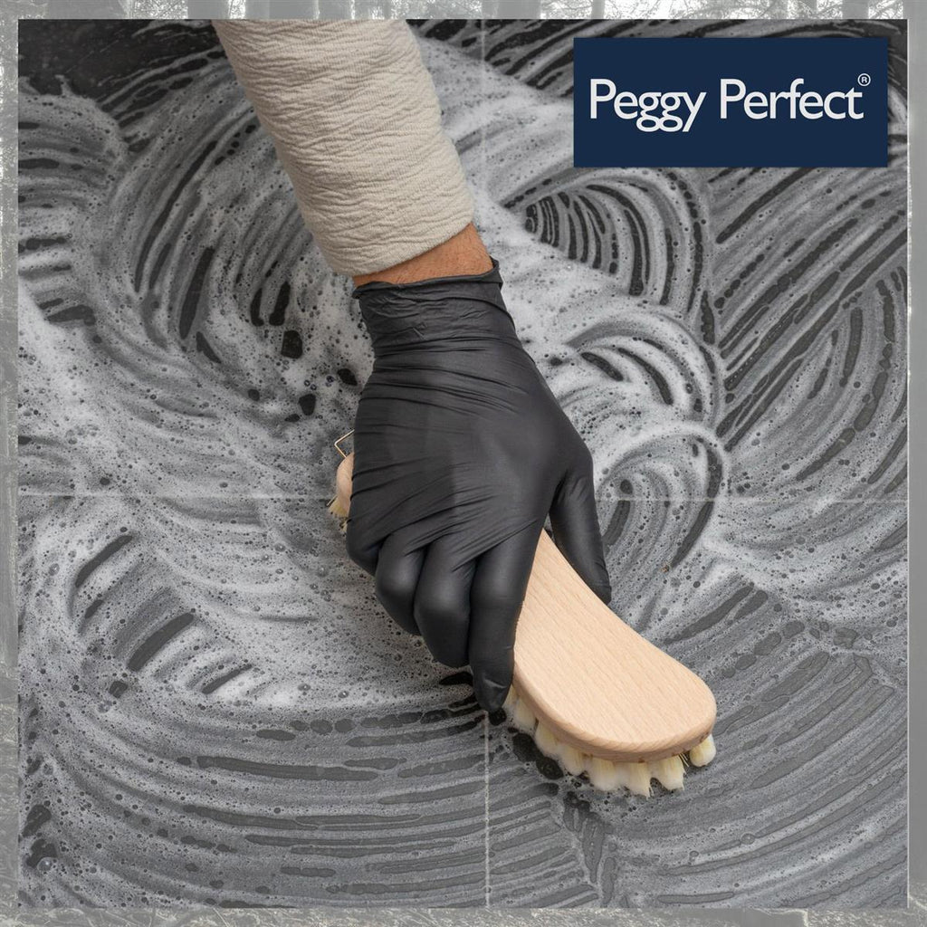 Scheuerbürste Hand Schrubber aus zertifiziertem Buchenholz, Griff in S-Form, harte Kunststoffborsten