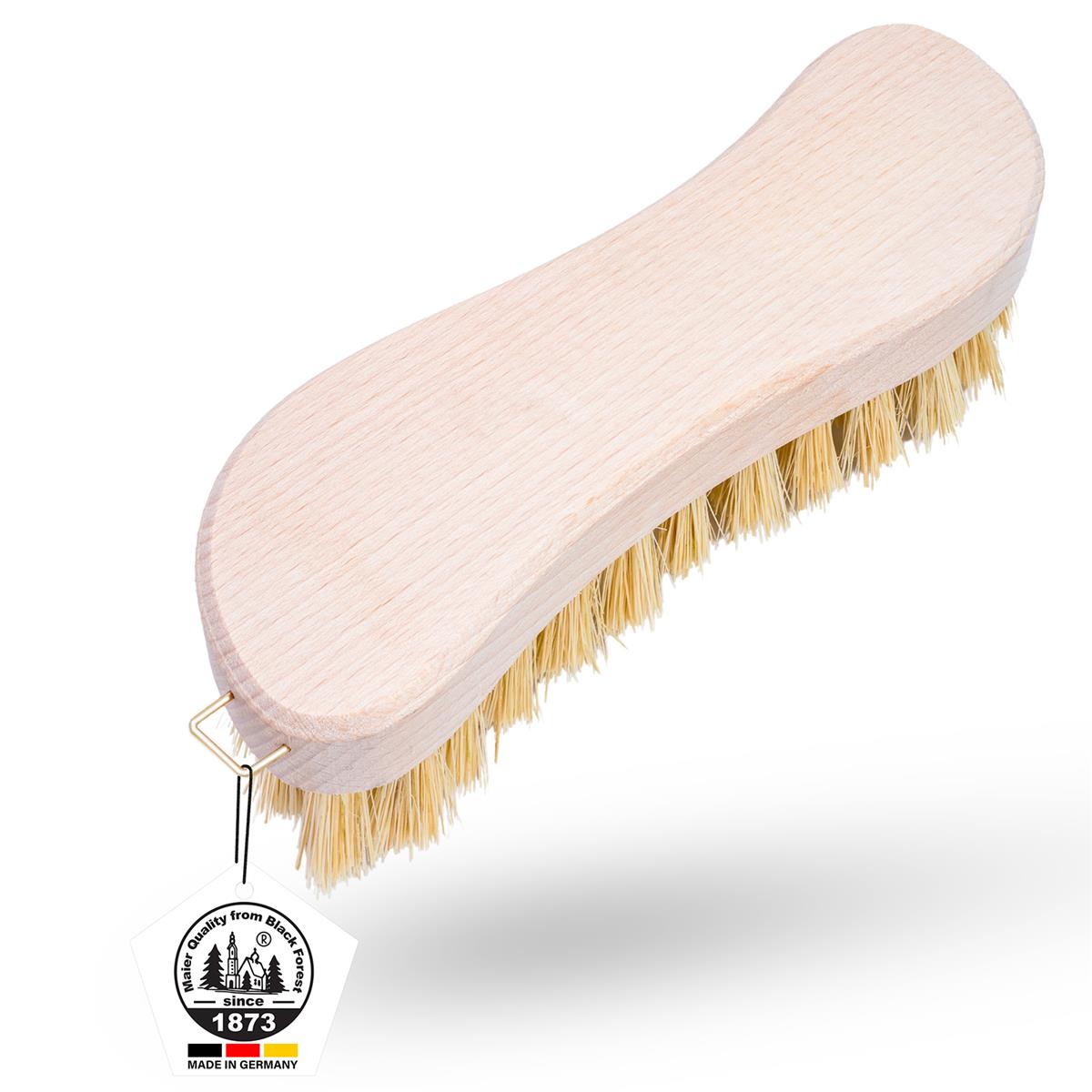 Scheuerbürste Hand Schrubber aus zertifiziertem Buchenholz, Griff in S-Form, harte Naturborsten