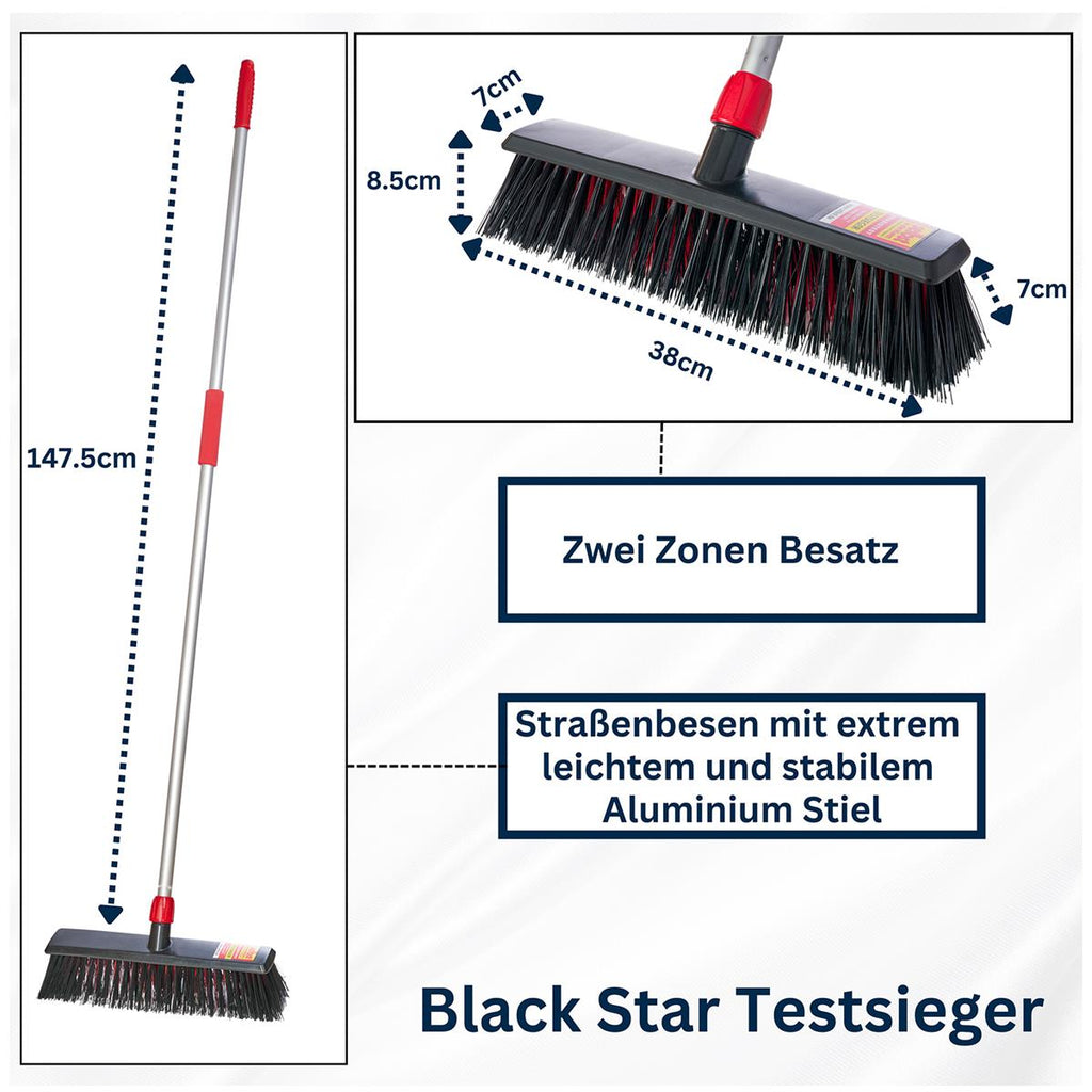 Straßenbesen Black Star „Testsieger” Zwei Zonen Besatz - Aluminiumstiel