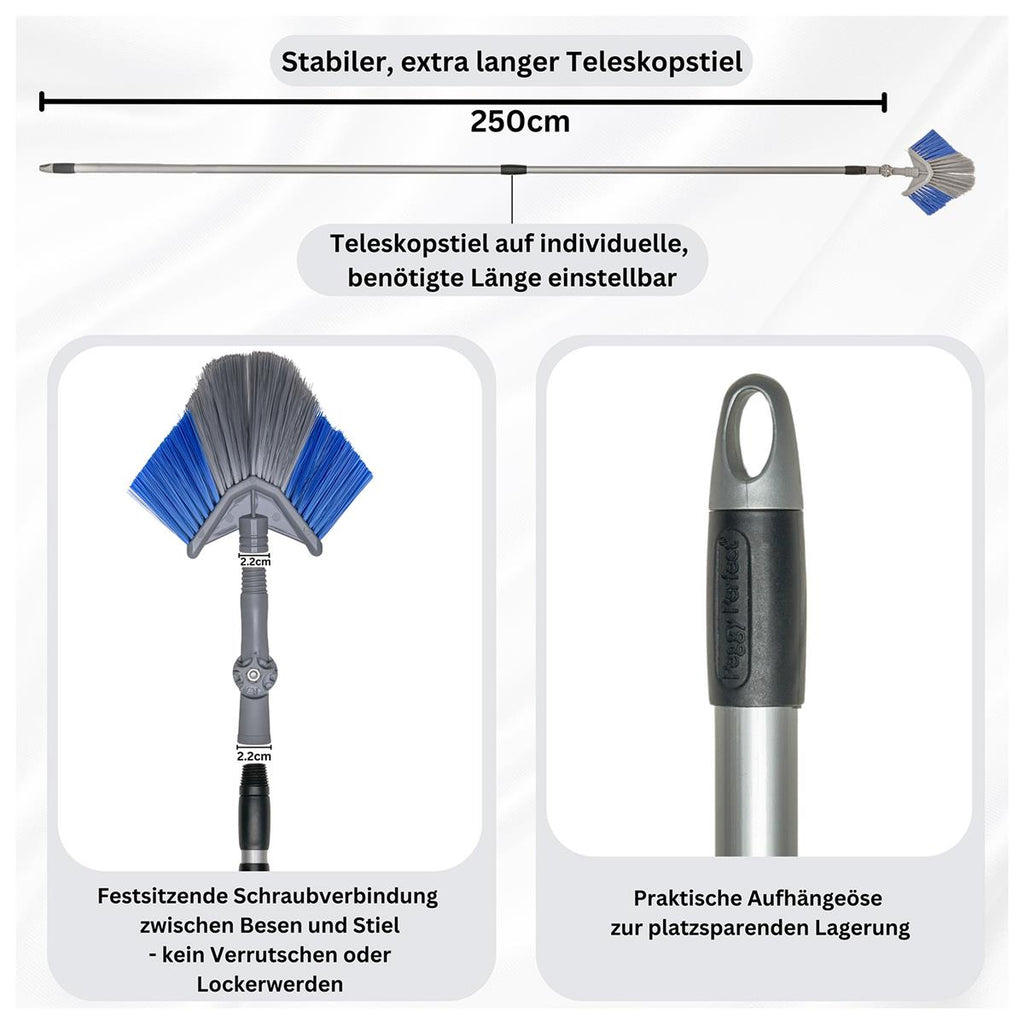 Deckenfeger, Staubfeger mit extra langem Teleskopstiel und Winkelgelenk