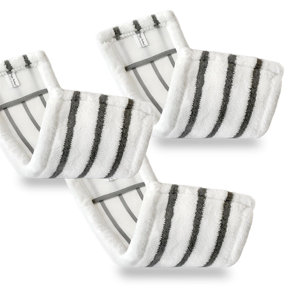 Peggy Perfect 3er Set – waschbarer Wischmopp Microfaser Ersatzbezug mit einer Größe von 47,5x17,5cm, geeignet für ca. 42x11,5cm große Bodenplatten. Ausgestattet mit Microfaser Power Lines.
