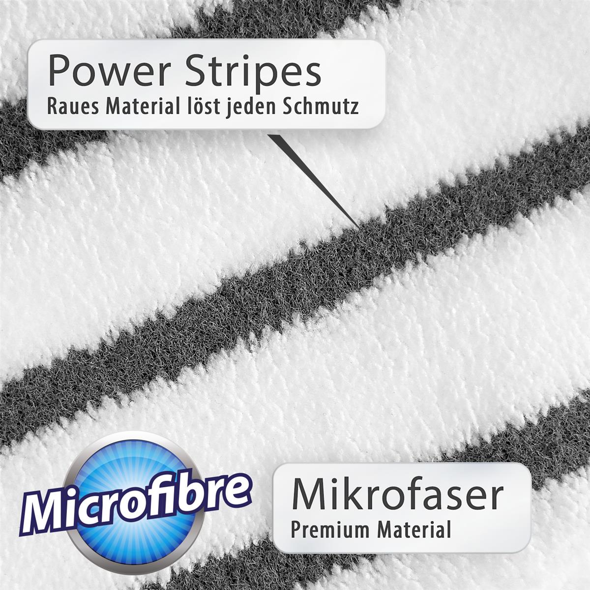Peggy Perfect 3er Set – waschbarer Wischmopp Microfaser Ersatzbezug mit einer Größe von 47,5x17,5cm, geeignet für ca. 42x11,5cm große Bodenplatten. Ausgestattet mit Microfaser Power Lines.