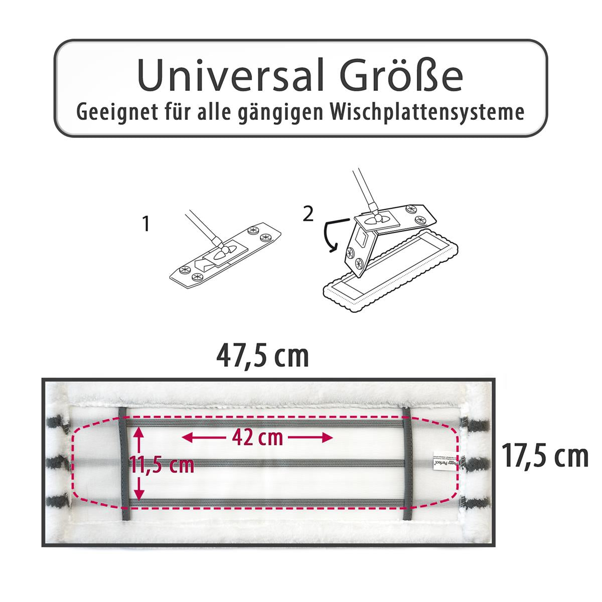 Peggy Perfect 3er Set – waschbarer Wischmopp Microfaser Ersatzbezug mit einer Größe von 47,5x17,5cm, geeignet für ca. 42x11,5cm große Bodenplatten. Ausgestattet mit Microfaser Power Lines.