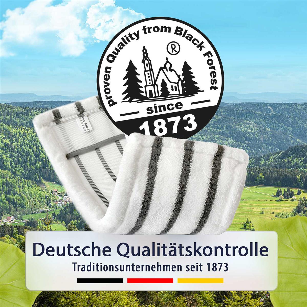 Peggy Perfect 3er Set – waschbarer Wischmopp Microfaser Ersatzbezug mit einer Größe von 47,5x17,5cm, geeignet für ca. 42x11,5cm große Bodenplatten. Ausgestattet mit Microfaser Power Lines.