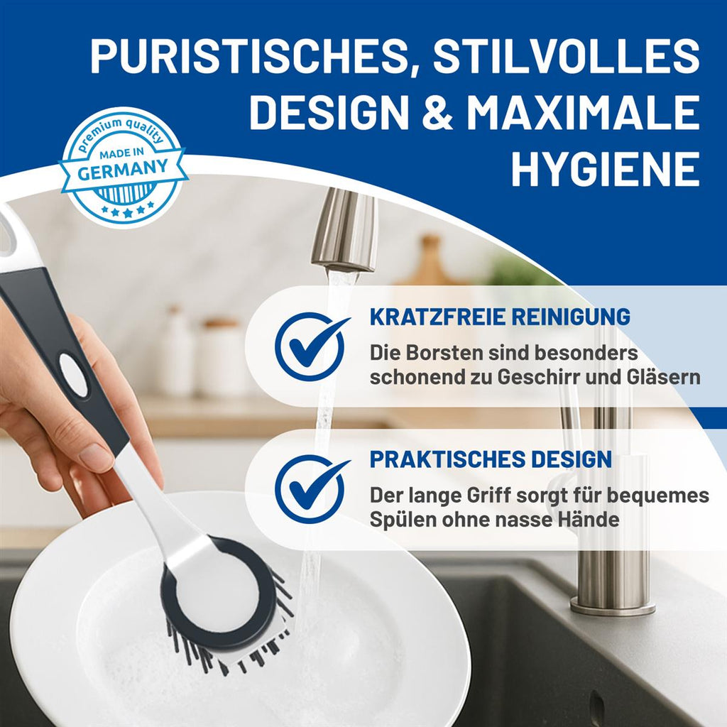 Rival 3-teiliges Spülbürsten Set Curve-Line mit Gumminoppen anthrazit