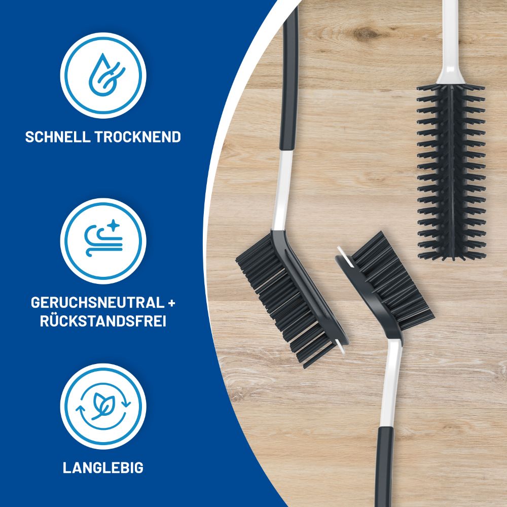 Rival 3-teiliges Spülbürsten Set Curve-Line mit Gumminoppen anthrazit