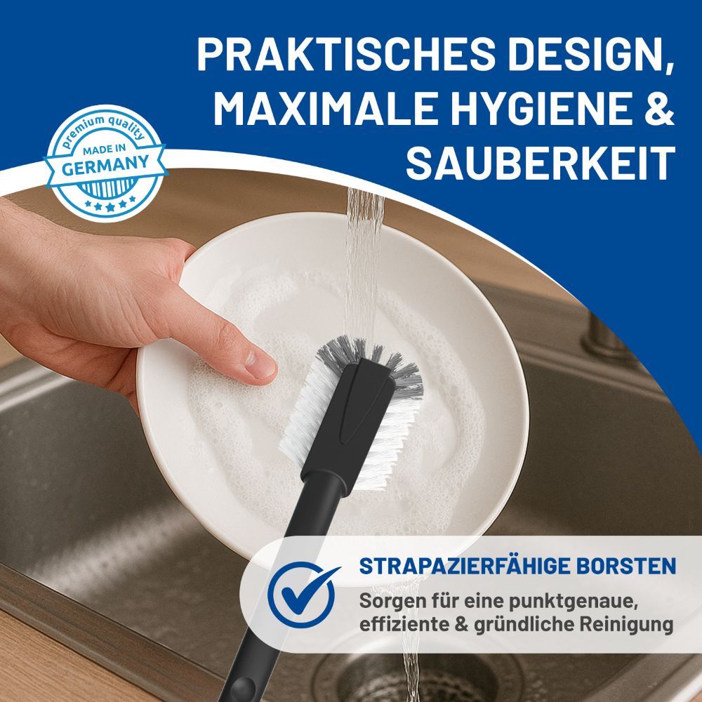 Rival 4er Set Spülbürste Euro-Line mit PBT-Borsten anthrazit
