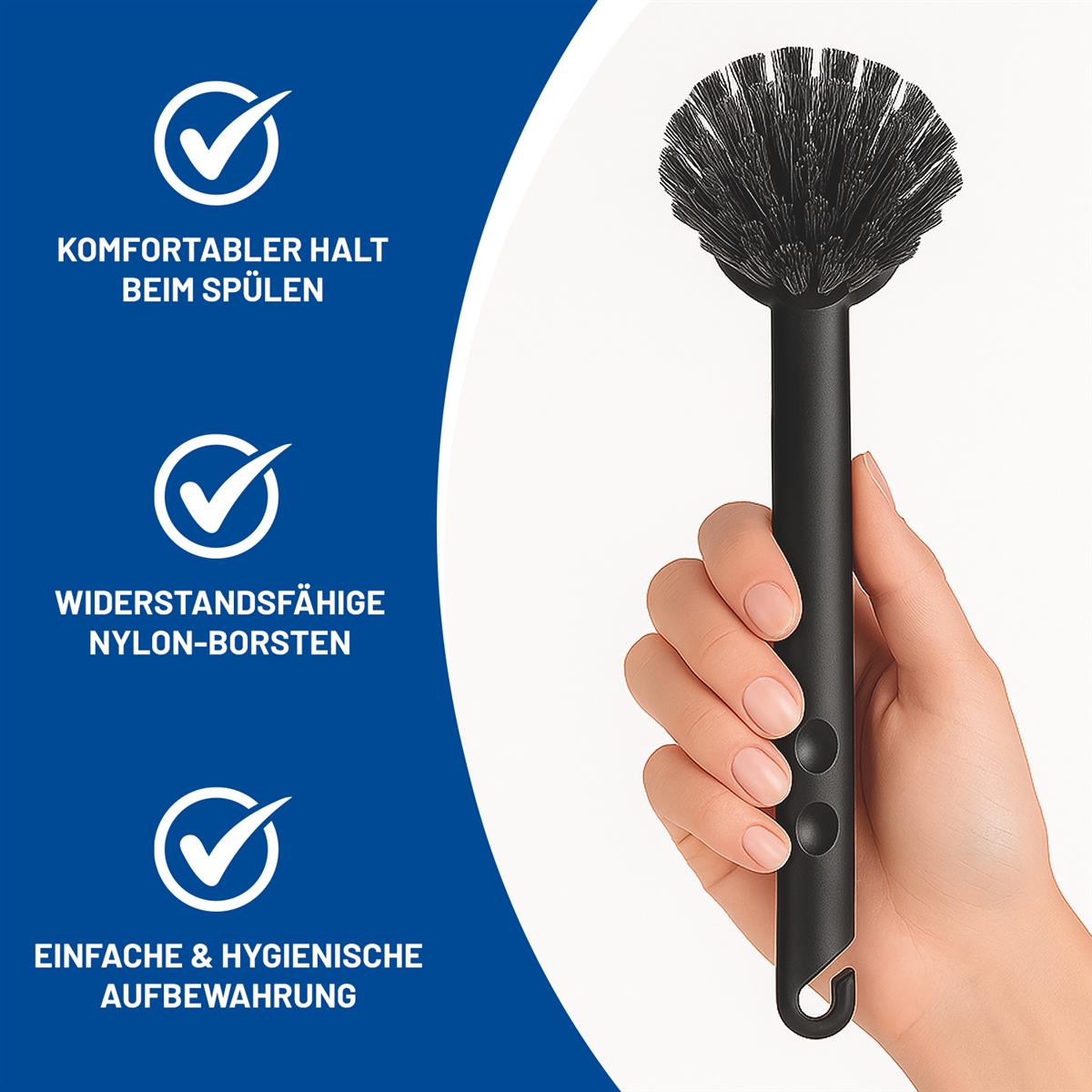 Rival 4er Set Spülbürste Euro-Line mit PBT-Borsten anthrazit