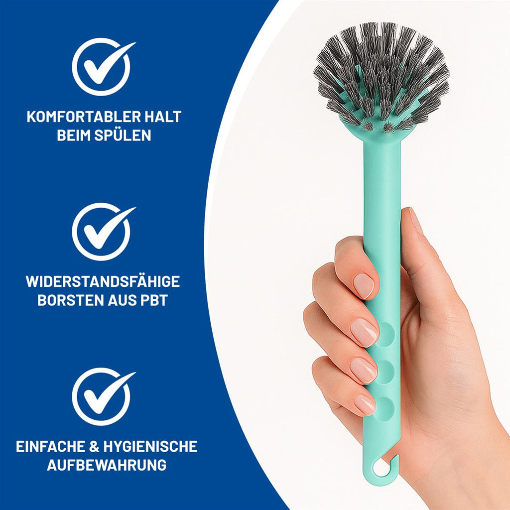 Rival 4er Set Spülbürste Euro-Line mit PBT-Borsten türkis