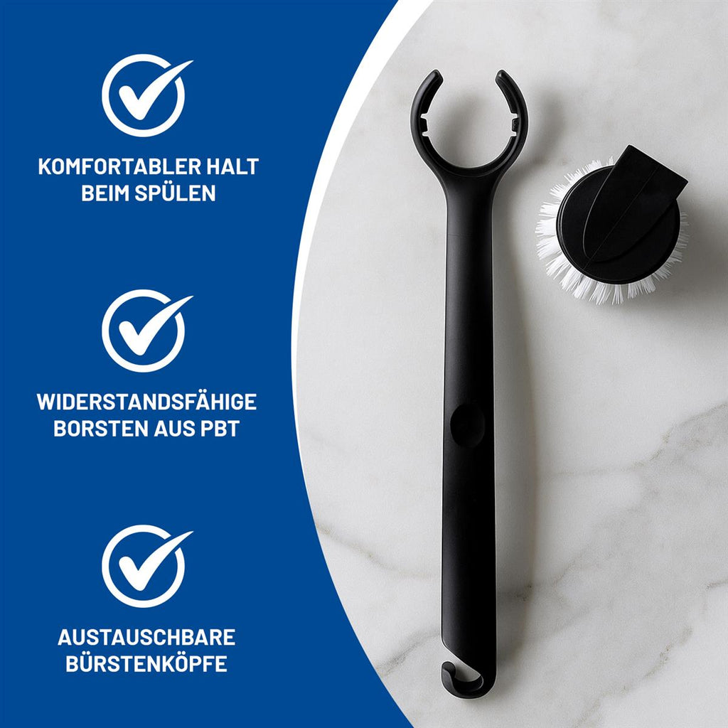 Rival 6er Set Spülbürste Euro-Line mit 5 Wechselköpfen schwarz