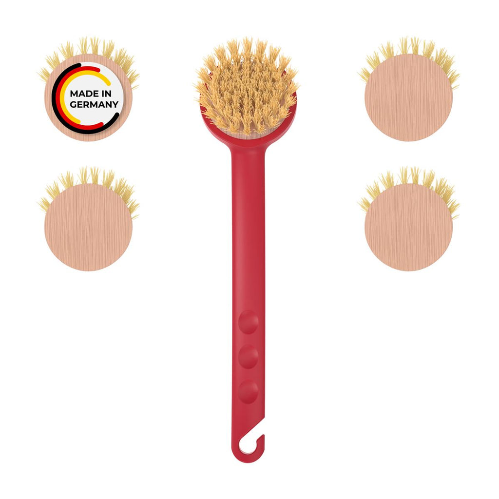 Rival 6er Set Spülbürste Euro-Line mit 5 Wechselköpfen aus Buchenholz rot