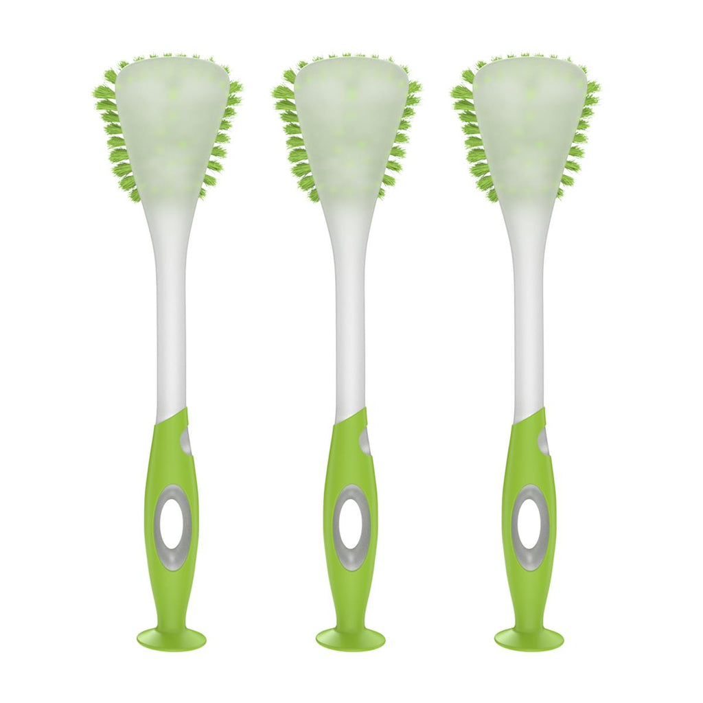 Rival 3er Set Spülbürste Trapez mit gummiertem Griff & Saugfuß limegrün