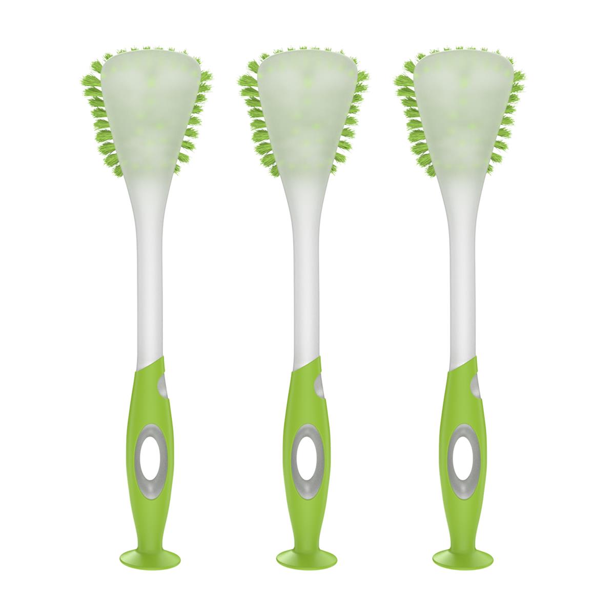 Rival 3er Set Spülbürste Trapez mit gummiertem Griff & Saugfuß limegrün